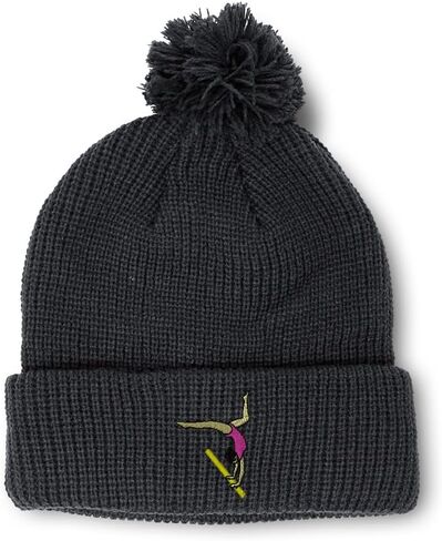 Custom Pom Pom Beanies for Women Gymnastics Logo Girl Skull Cap Winter Hats for Men Acrylic One Size in Saudi Arabia