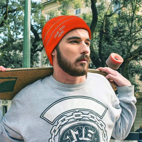 Winter Reflective Beanie for Men & Women Custom Personalized Embroidery Acrylic High Visibility Running Gear Skull Cap Hats Neon Yellow in Saudi Arabia