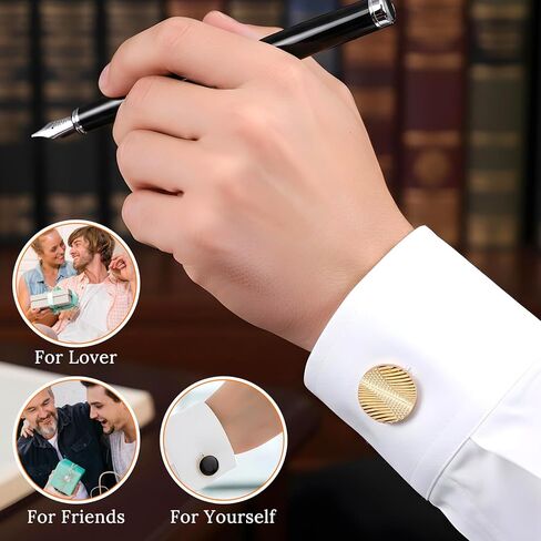 أزرار أكمام كلاسيكية للرجال، 8 قطع أزرار أكمام مخططة باللون الفضي والأسود على شكل قرص مربع مستطيل وأزرار أكمام قميص لحفلات الزفاف والعريس هدية أنيقة in Kuwait