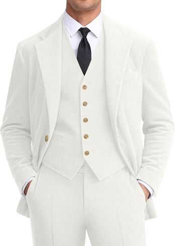 Men Corduroy Suit Slim Fit 3 Pieces Blazer Vest Pants Suits for Men Vintage Wedding Business Party in Saudi Arabia