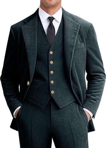 Men Corduroy Suit Slim Fit 3 Pieces Blazer Vest Pants Suits for Men Vintage Wedding Business Party in Saudi Arabia