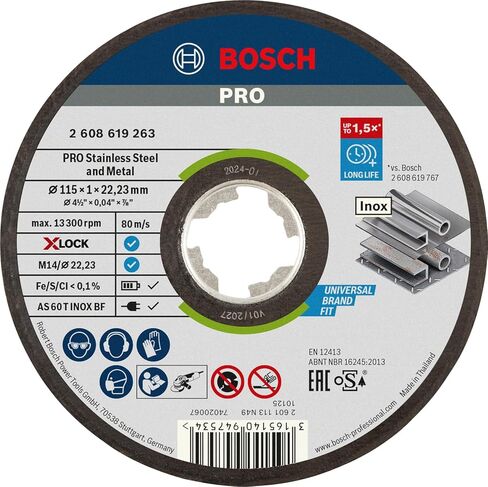 Bosch Professional Straight Cutting Disc Expert (for Inox and Metal, X-LOCK, Diameter 115 mm, Bore Diameter: 22.23 mm, Thickness: 1 mm) in Saudi Arabia