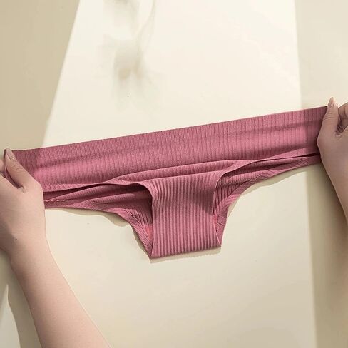 6-Pack Seamless Low-Waist Thong Panties for Women, Ribbed Breathable Underwear Set, Comfortable Soft and Skin-Friendly in Saudi Arabia