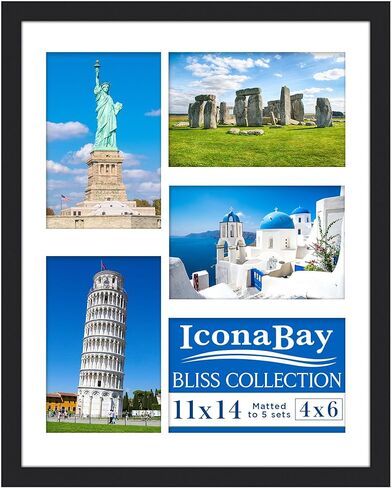 إطار صورة أبيض Icona Bay مقاس 12 × 16 مع حصيرة قابلة للإزالة إلى صورة مقاس 9 × 12، إطار ملصق مركب من الخشب على الطراز الحديث، يثبت على الحائط فقط، مجموعة Bliss in Saudi Arabia