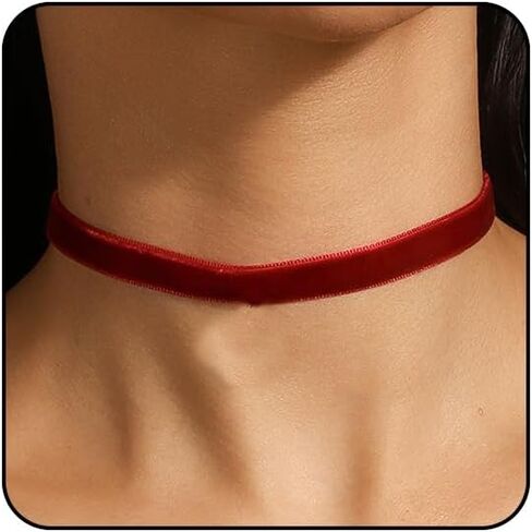 Black Choker Necklaces for Women 90s Red Black Velvet Choker Necklace Thick Thin Chocker Tube Heart Circle Choker Necklace Lace Tatto Collar Necklace Goth Choker Jewelry in Saudi Arabia