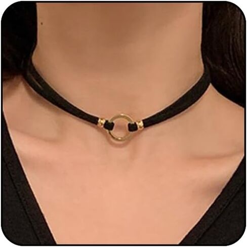 Black Choker Necklaces for Women 90s Red Black Velvet Choker Necklace Thick Thin Chocker Tube Heart Circle Choker Necklace Lace Tatto Collar Necklace Goth Choker Jewelry in Saudi Arabia