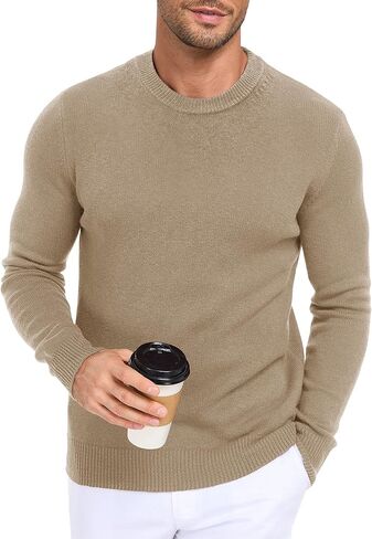 Men's Knit Long-Sleeve Sweater Pullover Soft Casual Regular Fit Basic Tops S-2XL in Saudi Arabia