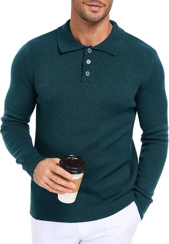 Men's Knit Long-Sleeve Sweater Pullover Soft Casual Regular Fit Basic Tops S-2XL in Saudi Arabia
