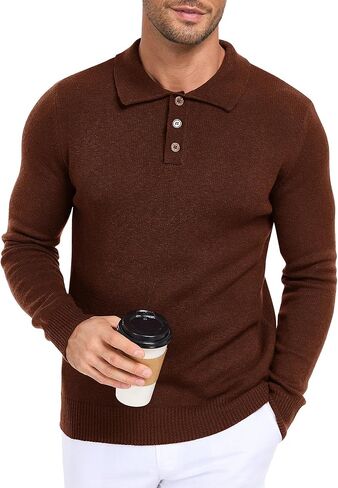 Men's Knit Long-Sleeve Sweater Pullover Soft Casual Regular Fit Basic Tops S-2XL in Saudi Arabia