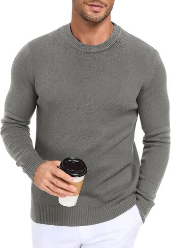 Men's Knit Long-Sleeve Sweater Pullover Soft Casual Regular Fit Basic Tops S-2XL in Saudi Arabia