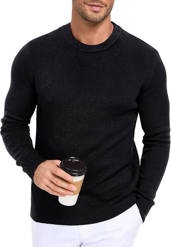 Men's Knit Long-Sleeve Sweater Pullover Soft Casual Regular Fit Basic Tops S-2XL in Saudi Arabia