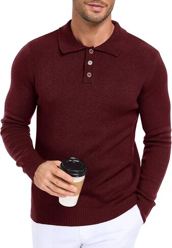 Men's Knit Long-Sleeve Sweater Pullover Soft Casual Regular Fit Basic Tops S-2XL in Saudi Arabia