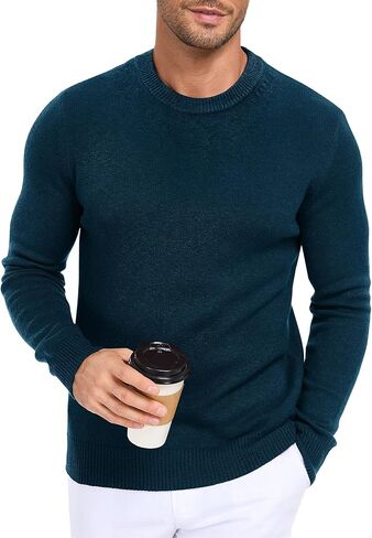 Men's Knit Long-Sleeve Sweater Pullover Soft Casual Regular Fit Basic Tops S-2XL in Saudi Arabia