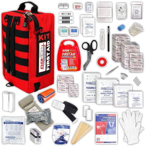 Ever-Ready Industries Premium Trauma First Aid Kit for Outdoors, Workplace, and Home - Exceed OSHA Guidelines and ANSI 2009 Standards - 240 Pieces - Includes Bonus Travel Kit in Saudi Arabia
