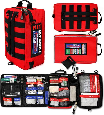 Ever-Ready Industries Premium Trauma First Aid Kit for Outdoors, Workplace, and Home - Exceed OSHA Guidelines and ANSI 2009 Standards - 240 Pieces - Includes Bonus Travel Kit in Saudi Arabia