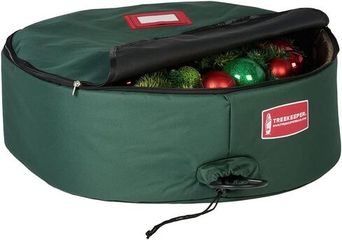 TreeKeeper 48-Inch Wreath Storage Container - Polyester, Green, Direct Suspend System, Zipper Closure, Fits Up to 48 Inch Wreaths in Saudi Arabia