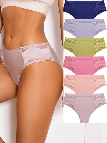 6 Pack Womens Underwear No Show Bikini Panties for Women Cheeky Seamless Panties Lace Hipster in Saudi Arabia