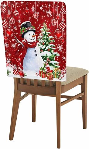 DecorLovee الوردي كرسي عيد الميلاد الغطاء الخلفي، ثلج رجل الطعام كرسي يغطي حامي، كرات شجرة عيد الميلاد ندفة الثلج كرسي يغطي أغطية كرسي قابلة للإزالة لإزالة الأعشاب الضارة مأدبة عيد الميلاد حزب 19 "× 20"، 4 حزمة in Kuwait