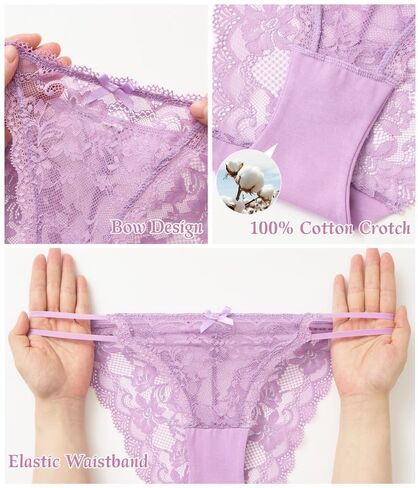 ANLIQI Womens Sexy Underwear Lace String Bikini Panties Pack Hi Cut Hipster Lingerie Stretch Ladies Seamless Cheeky Briefs in Saudi Arabia