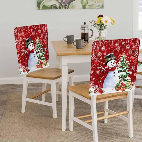 DecorLovee الوردي كرسي عيد الميلاد الغطاء الخلفي، ثلج رجل الطعام كرسي يغطي حامي، كرات شجرة عيد الميلاد ندفة الثلج كرسي يغطي أغطية كرسي قابلة للإزالة لإزالة الأعشاب الضارة مأدبة عيد الميلاد حزب 19 "× 20"، 4 حزمة in Kuwait
