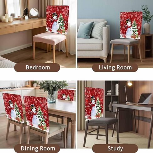DecorLovee الوردي كرسي عيد الميلاد الغطاء الخلفي، ثلج رجل الطعام كرسي يغطي حامي، كرات شجرة عيد الميلاد ندفة الثلج كرسي يغطي أغطية كرسي قابلة للإزالة لإزالة الأعشاب الضارة مأدبة عيد الميلاد حزب 19 "× 20"، 4 حزمة in Kuwait
