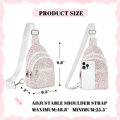Small Sling Bag for Girls Kids, Floral Flowers Crossbody Fanny Packs, Cute Sling Bag, Birthday Gifts for Teen Girls in Saudi Arabia