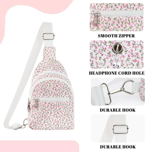 Small Sling Bag for Girls Kids, Floral Flowers Crossbody Fanny Packs, Cute Sling Bag, Birthday Gifts for Teen Girls in Saudi Arabia