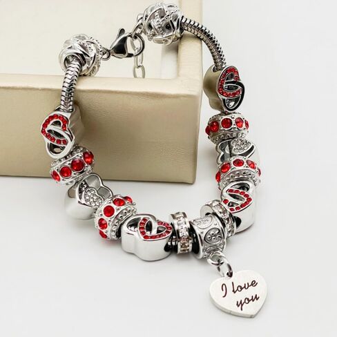 BELLA'S YARD I Love You Bracelet, Gifts for her, Charm Bracelet for Women, 100% Stainless Steel, Water & Tarnish Resistant, Mothers Day Gift, Ideal Anniversary or Birthday Gift for Wife, Jewelry for in Saudi Arabia