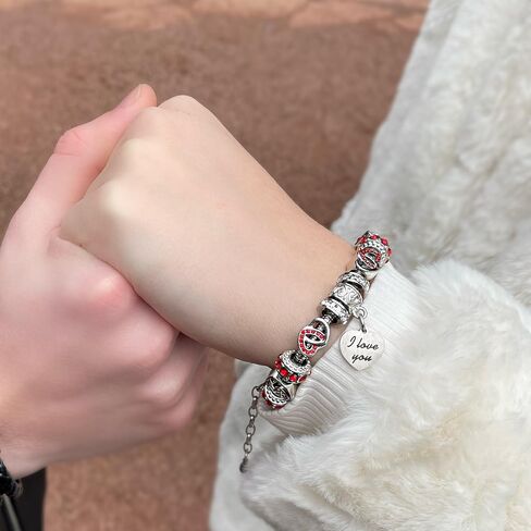 BELLA'S YARD I Love You Bracelet, Gifts for her, Charm Bracelet for Women, 100% Stainless Steel, Water & Tarnish Resistant, Mothers Day Gift, Ideal Anniversary or Birthday Gift for Wife, Jewelry for in Saudi Arabia