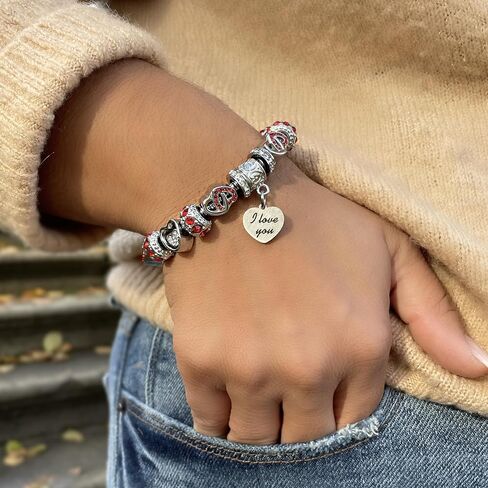 BELLA'S YARD I Love You Bracelet, Gifts for her, Charm Bracelet for Women, 100% Stainless Steel, Water & Tarnish Resistant, Mothers Day Gift, Ideal Anniversary or Birthday Gift for Wife, Jewelry for in Saudi Arabia