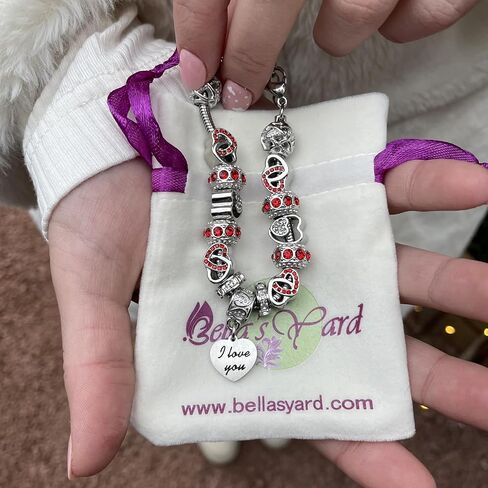 BELLA'S YARD I Love You Bracelet, Gifts for her, Charm Bracelet for Women, 100% Stainless Steel, Water & Tarnish Resistant, Mothers Day Gift, Ideal Anniversary or Birthday Gift for Wife, Jewelry for in Saudi Arabia