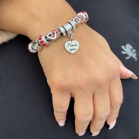 BELLA'S YARD I Love You Bracelet, Gifts for her, Charm Bracelet for Women, 100% Stainless Steel, Water & Tarnish Resistant, Mothers Day Gift, Ideal Anniversary or Birthday Gift for Wife, Jewelry for in Saudi Arabia