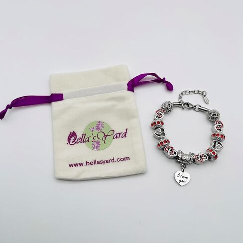 BELLA'S YARD I Love You Bracelet, Gifts for her, Charm Bracelet for Women, 100% Stainless Steel, Water & Tarnish Resistant, Mothers Day Gift, Ideal Anniversary or Birthday Gift for Wife, Jewelry for in Saudi Arabia