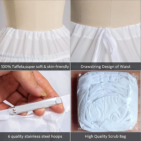 Women Crinoline Petticoat 6 Hoop Skirt Petticoats for Women Underskirt Ball Gown Bridal Dress Gown Slip Petticoat for Wedding Birthday in Saudi Arabia