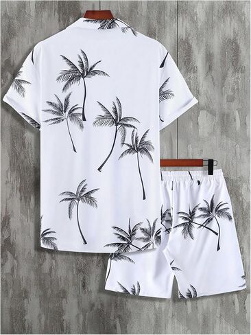 Men's 2 Piece Vacation Beach Outfits Floral Button Down Shirt and Shorts Set Cruise Attire in Saudi Arabia