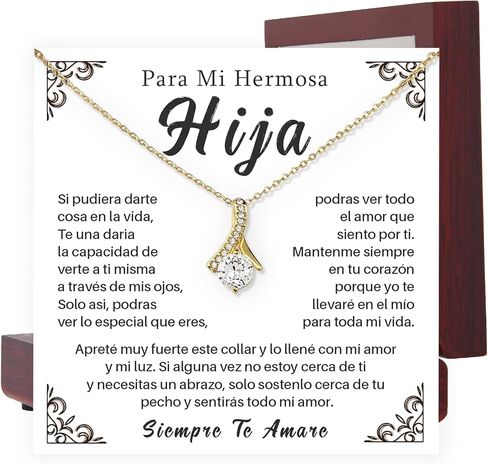 طوق دي مادري إي هيجا | هدية Cumpleaños para Hija | Joyería para Hija con Mensaje en Español | طوق يخدع كاجا دي لوجو in Kuwait