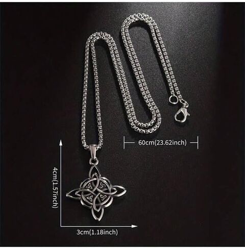 Celtic Knot Hollowed Pendant Necklace Stainless Steel Hip Hop Silver Plated Punk Nordic Clavicle Chain Collar Necklace Vintage Chic Fashion Female Jewelry Party Birthday Gift for Men and Women in Saudi Arabia