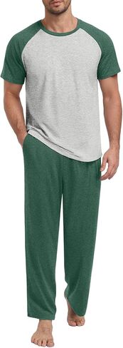 Yincro Mens Pajamas Set Lightweight Loungewear Short Sleeve Top and Pants Soft Sleepwear Pjs Sets in Saudi Arabia