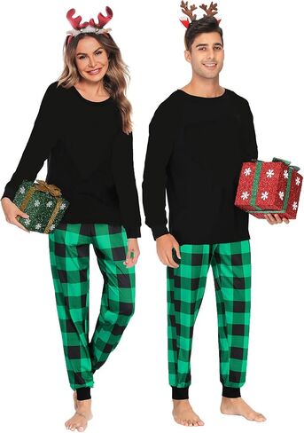 Christmas Family Matching Pajamas Set Couples Button Down Sleepwear Loungewear Long Sleeve Plaid Pjs Lounge Set in Saudi Arabia