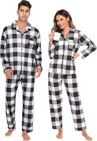 Christmas Family Matching Pajamas Set Couples Button Down Sleepwear Loungewear Long Sleeve Plaid Pjs Lounge Set in Saudi Arabia