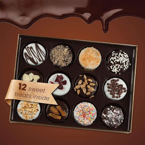 Barnetts Gift Basket, 12 Chocolate Covered Cookies, Gourmet Candy Box Baskets for Prime Food Delivery, Gifts for Dad, Husband, Grandfather, Brother, Son, Father, Valentines Day Christmas Holiday Thanksgiving in Saudi Arabia