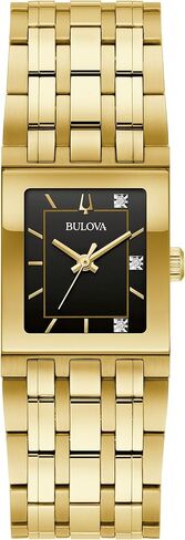 Bulova Marc Anthony Ladies Modern Quadra Diamond Gold Stainless Steel Watch,Black Dial, Style:97P167 in Saudi Arabia
