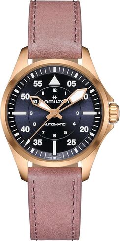 Hamilton Khaki Aviation Pilot Automatic Men's Watch, 36mm Stainless Steel Case, Swiss Made, Blue Dial Analog Wrist Watch, 100m Waterproof, Sapphire Crystal, 3-Hand Movement, Calf Leather Strap in Saudi Arabia