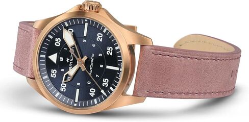 Hamilton Khaki Aviation Pilot Automatic Men's Watch, 36mm Stainless Steel Case, Swiss Made, Blue Dial Analog Wrist Watch, 100m Waterproof, Sapphire Crystal, 3-Hand Movement, Calf Leather Strap in Saudi Arabia