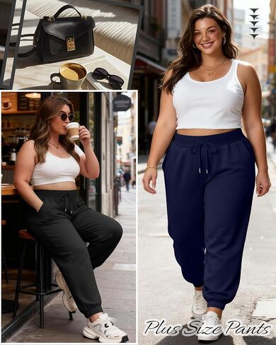 3 Pack Women's Plus Size Sweatpants Joggers Tapered Elastic Waist with Pockets Workout Athletic Lounge Yoga Pants in Saudi Arabia
