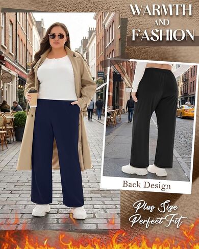 3 Pack Women's Fleece Plus Size Wide Leg Sweatpants Lined Baggy Pants Drawstring Casual Joggers with Pockets in Saudi Arabia