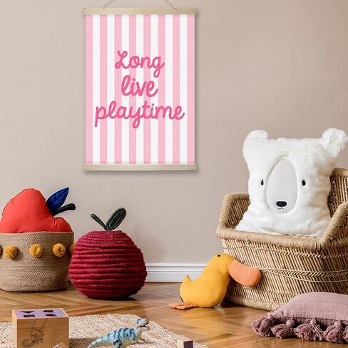 RZQIJ Long Live Playtime Sign Hanging Wall Flags Canvas Banner 12x16 Inch - Toddler Wall Decor Banner for Room, Playroom, Bedroom - Poster Hanger Frame for Kids - Girls Bedroom Decor(013) in Saudi Arabia