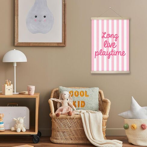 RZQIJ Long Live Playtime Sign Hanging Wall Flags Canvas Banner 12x16 Inch - Toddler Wall Decor Banner for Room, Playroom, Bedroom - Poster Hanger Frame for Kids - Girls Bedroom Decor(013) in Saudi Arabia