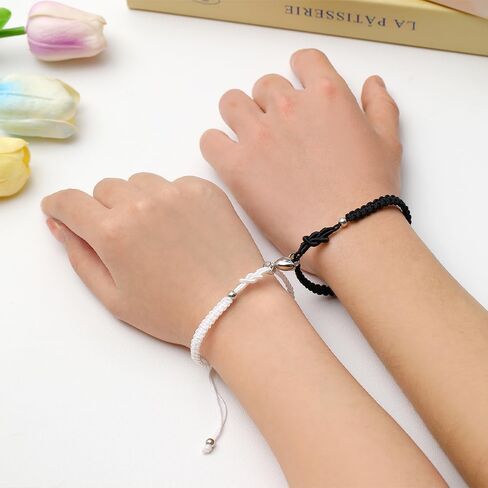 Couple Bracelets Heart Matching Mutual Attraction Anniversary Handmade Bracelets Jewelry Lover Long Distance Gifts 2pcs in Kuwait