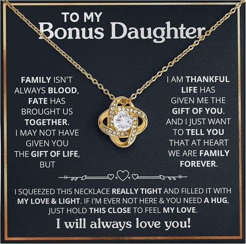 To My Bonus Daughter Necklace From Stepdad, Bonus Daughter Gifts From Stepmom, Jewelry Gifts For Stepdaughter On Wedding Day Birthday Graduation, Stepdaughter Necklace With Heartfelt Message & Elegant Box in Saudi Arabia